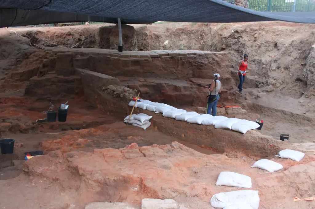 Scorched mud bricks from the fortification gate exposed towards the end of the excavation