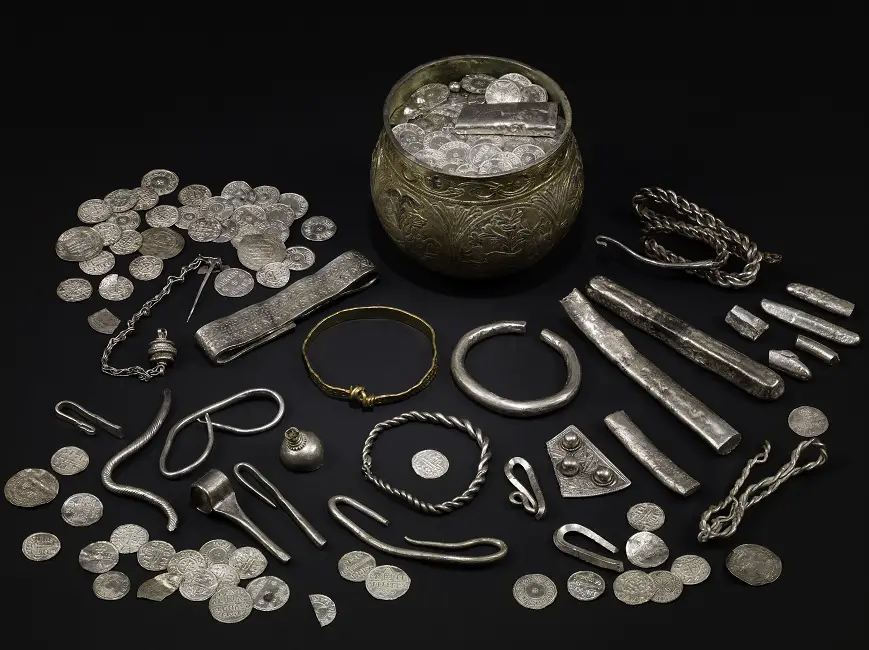 The Vale of York hoard, AD 900s. North Yorkshire, England. Silver-gilt, gold, silver. British Museum