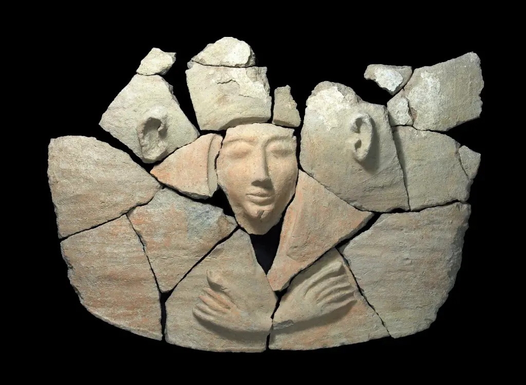 Parts of the coffin’s lid after an initial cleaning. Photograph: Clara Amit, courtesy of the Israel Antiquities Authority.