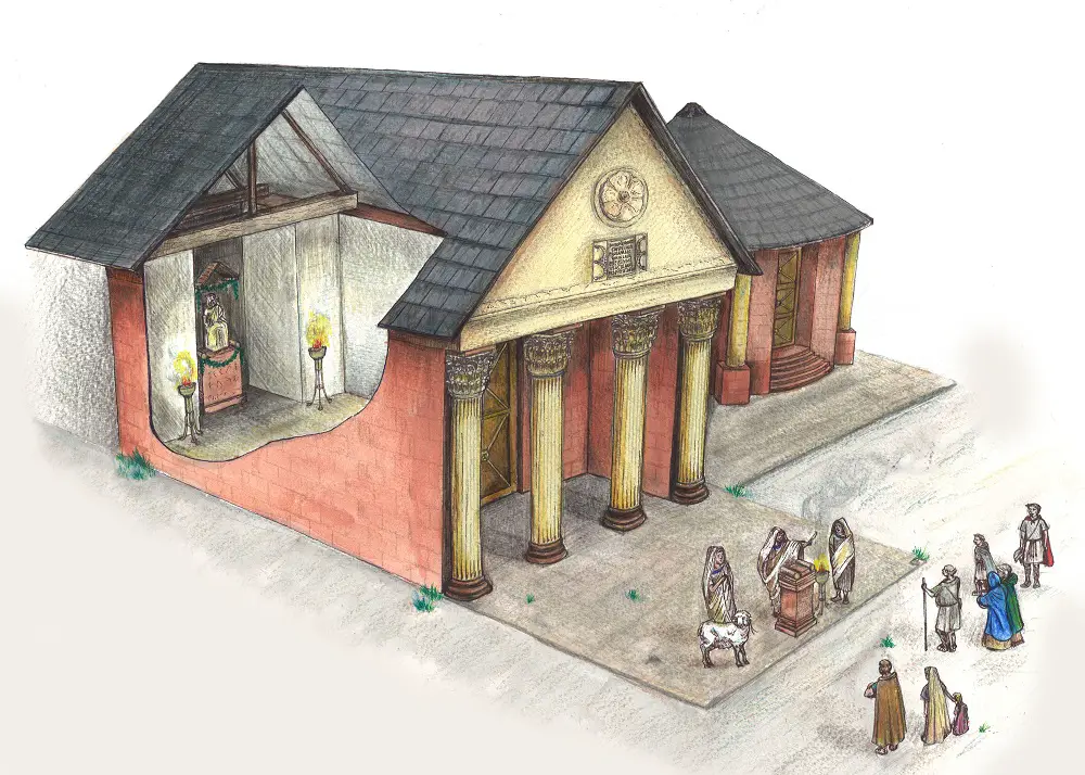 Artist's impression of Maryport Roman temple ©OxfordArch aeologyLtd commissioned by Hadrian's Wall Trust