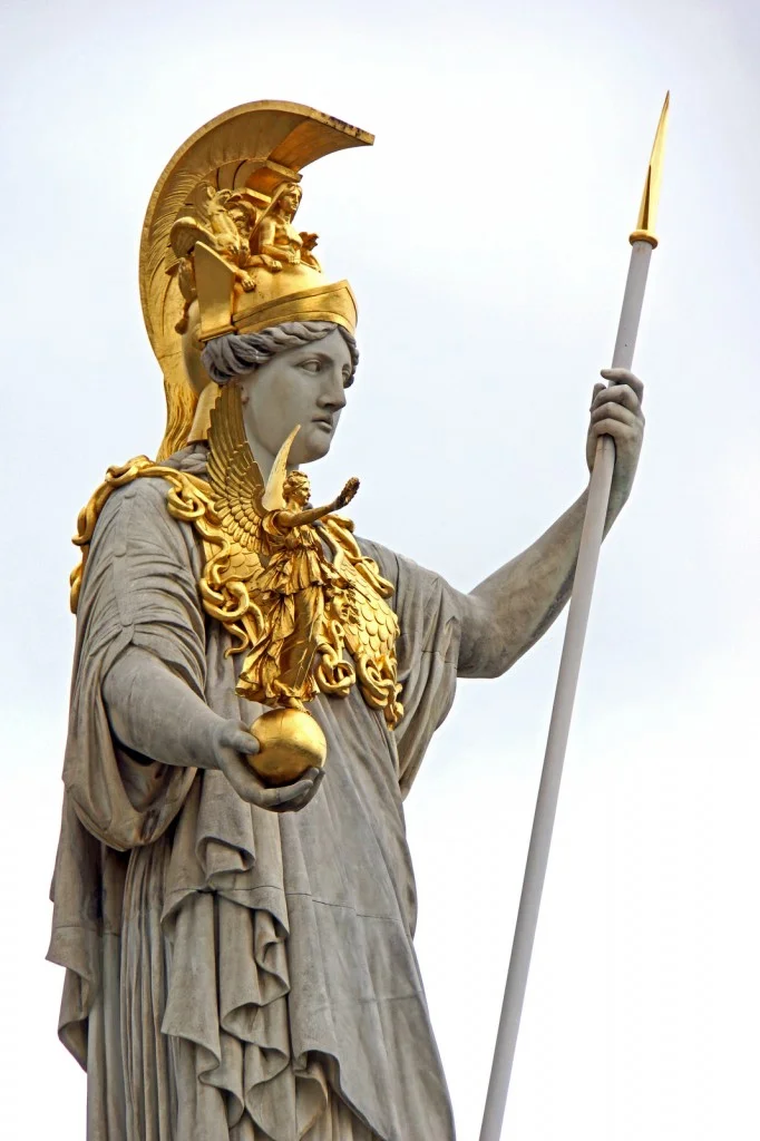 A statute of the goddess Athena with her spear: Flickr
