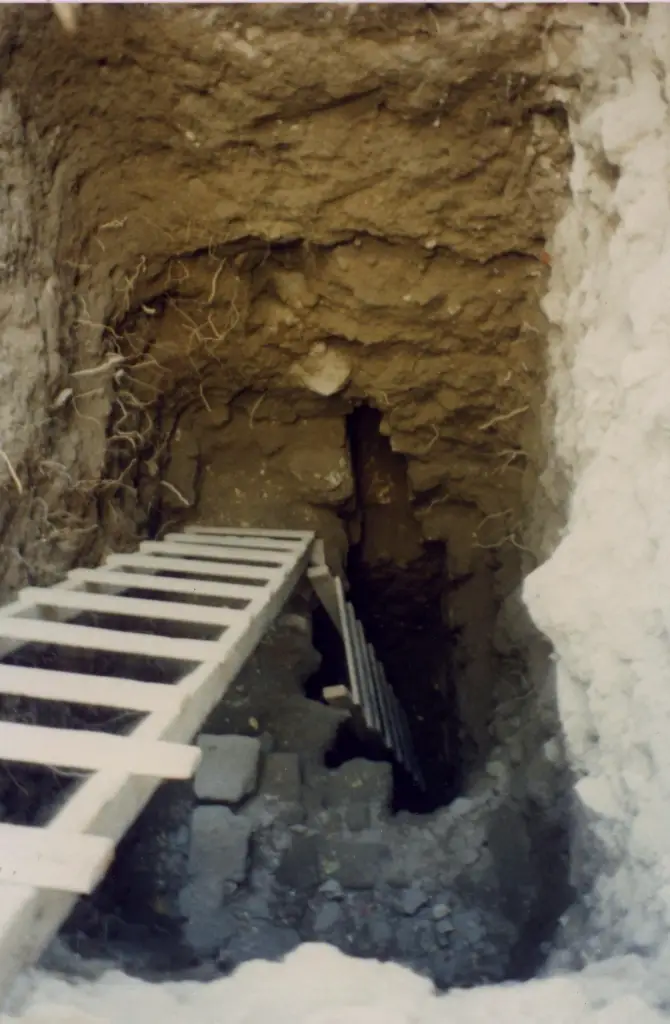 This is an image of excavation deep down into the latrine by the Ecole Biblique de Jerusalem. Credit - Jean-Baptiste Humbert