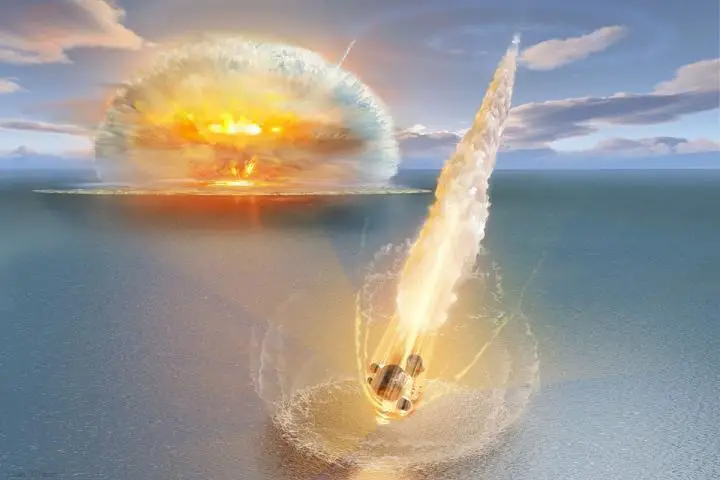 Illustration of impact resulting in unique double crater in Sweden. CREDIT : Don Dixon/Erik Sturkell/University of Gothenburg