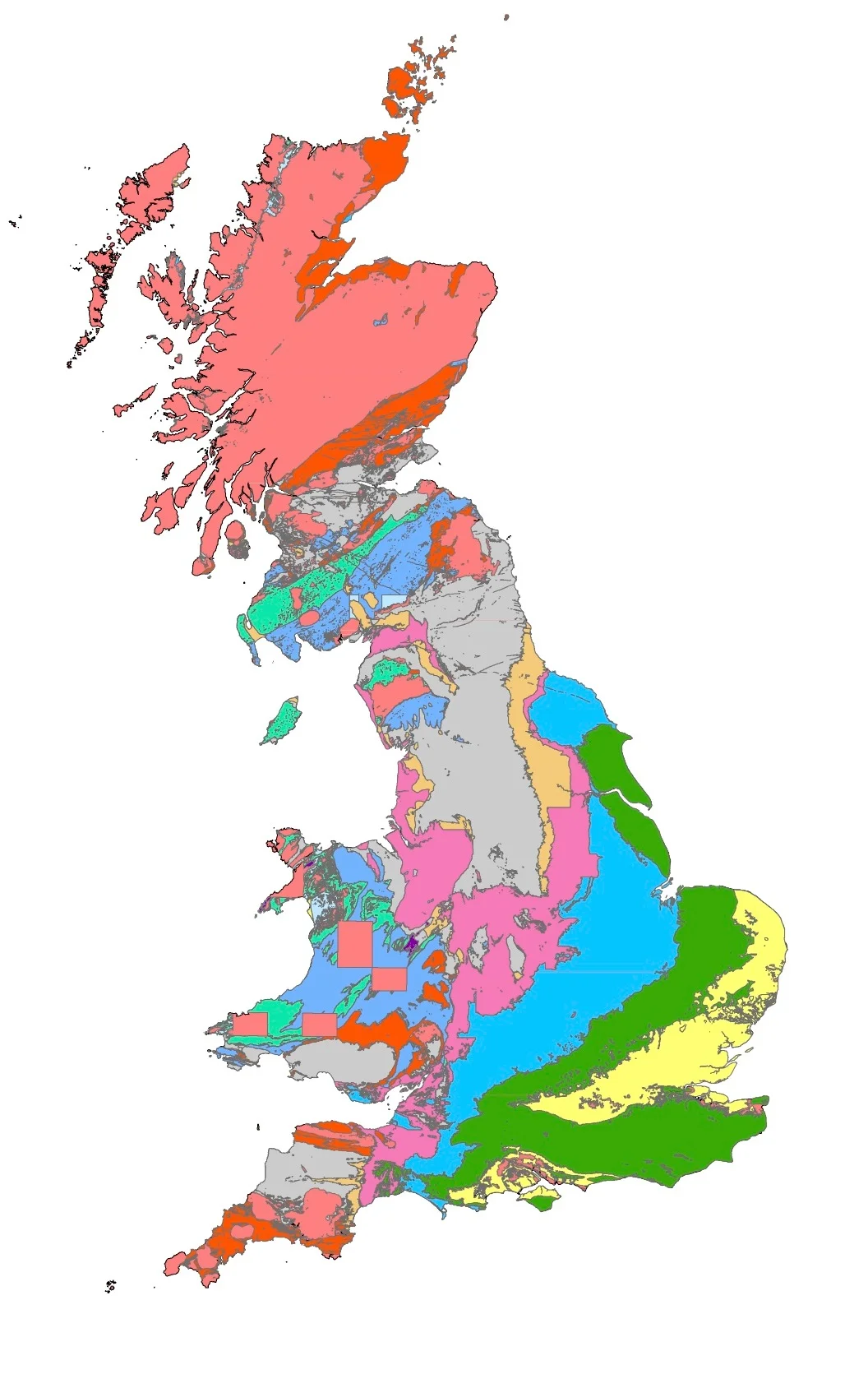 This map shows the geology of Great Britain spanning the past 550 million years. Image credit: Dr Alex Dunhill, University of Leeds