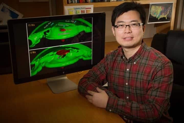 study challenges widely accepted theory of yellowstone formation University of Illinois geology professor Lijun Liu used computer simulations to study the origins of the Yellowstone supervolcano. CREDIT : Photo by L. Brian Stauffer