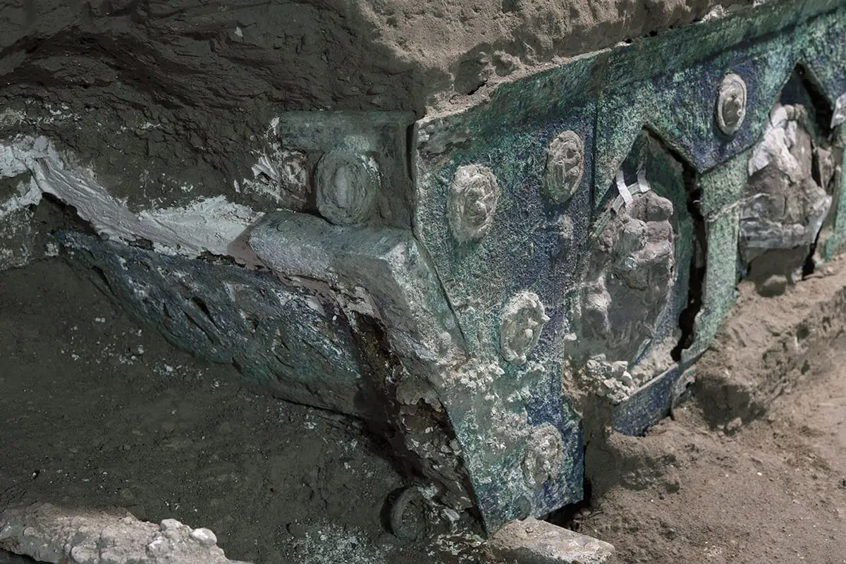 archaeologists reveal roman ceremonial chariot