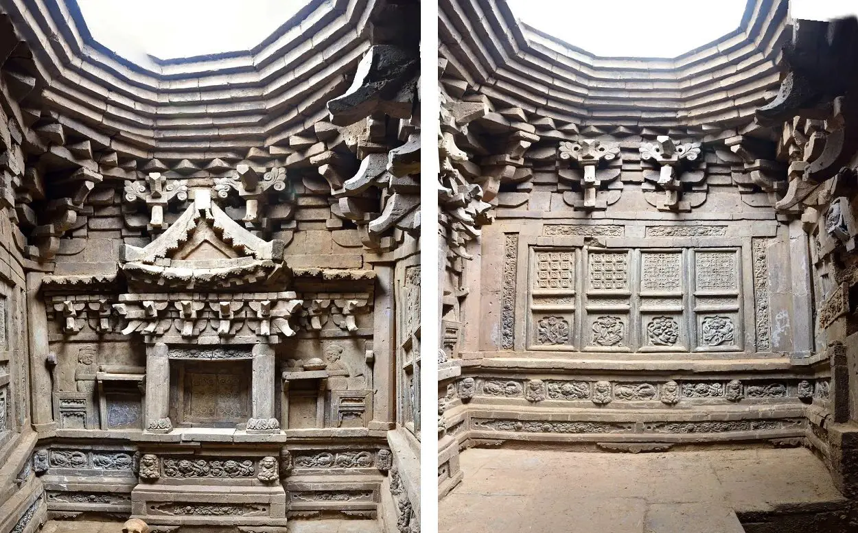 Image of ornate brick-chambered tomb from the Jin Dynasty